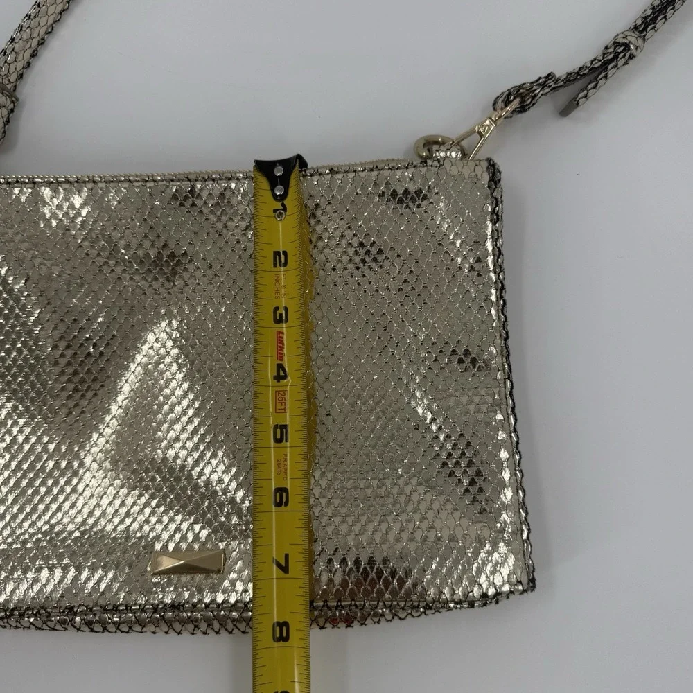 Metallic Gold Snake Print Shoulder Bag Small Zip Purse Evening Y2K
